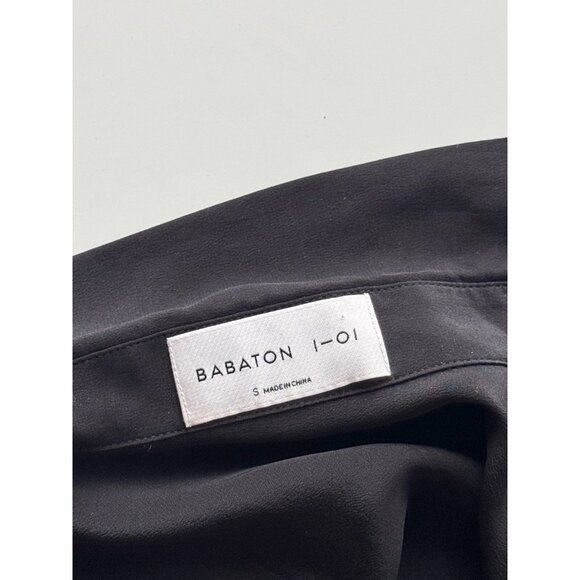 Aritzia BABATON 1-01 Black Silk Crepe Button Up Shirt Shirt Dress, Size S - Picture 12 of 14